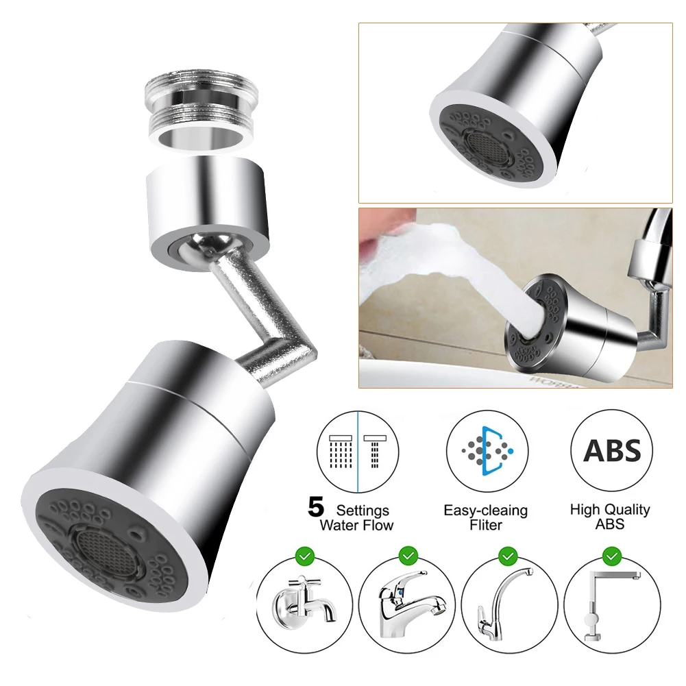 Multifunctional 720 Rotatable Kitchen Sink Faucet Aerator Extender Sprayer Head 5 Outlet Mode Splash Filter Kitchen Bathroom Tap
Multifunctional 720 Rotatable Kitchen Sink Faucet Aerator Extender Sprayer Head 5 Outlet Mode Splash Filter Kitchen Bathroom Tap