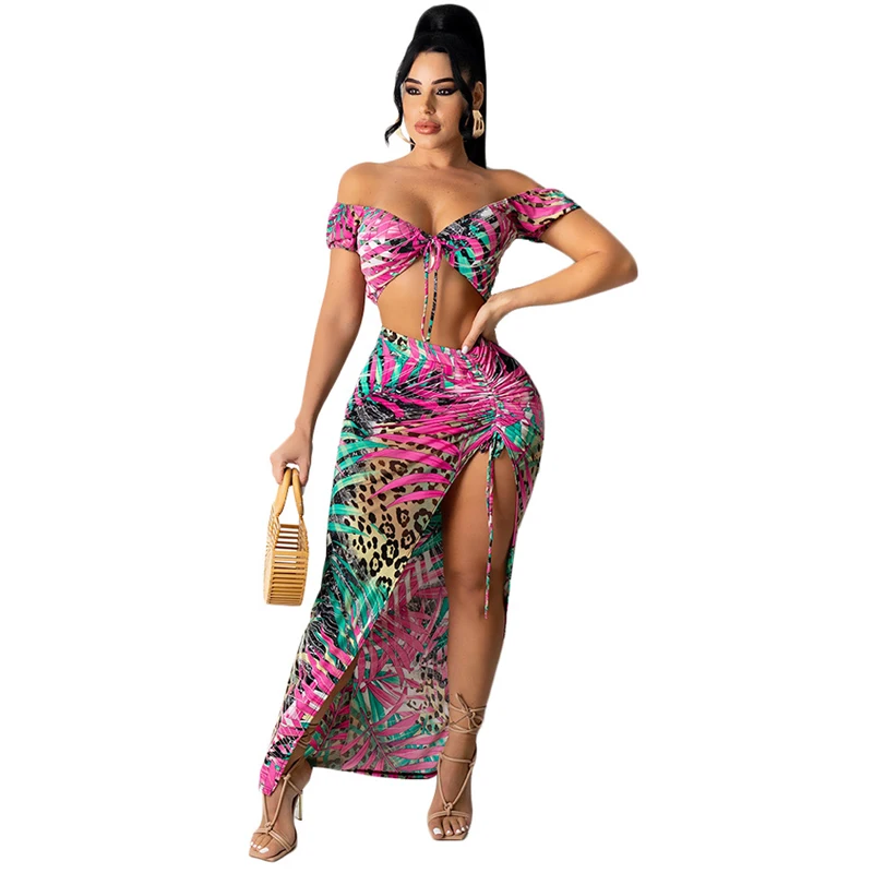 2 Piece Long Skirts Sets Women Slash Neck Crop Tops Outfits Summer New Fashion Print Lace Up Elegant Sexy High Waist Skirt Suits
2 Piece Long Skirts Sets Women Slash Neck Crop Tops Outfits Summer New Fashion Print Lace Up Elegant Sexy High Waist Skirt Suits