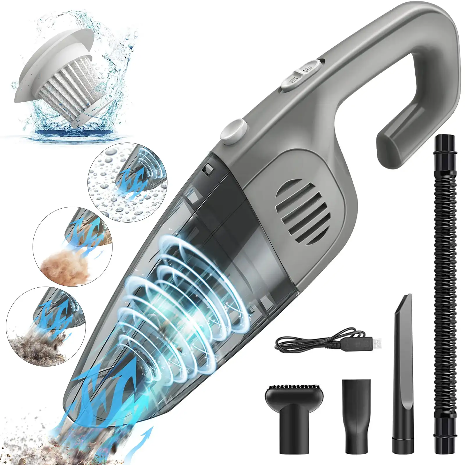 Handheld Vacuum, Portable Car Vacuum ,7KPA Powerful Cyclonic Suction Powerful Dustbuster with HEPA Filter for Home Car
Handheld Vacuum, Portable Car Vacuum ,7KPA Powerful Cyclonic Suction Powerful Dustbuster with HEPA Filter for Home Car