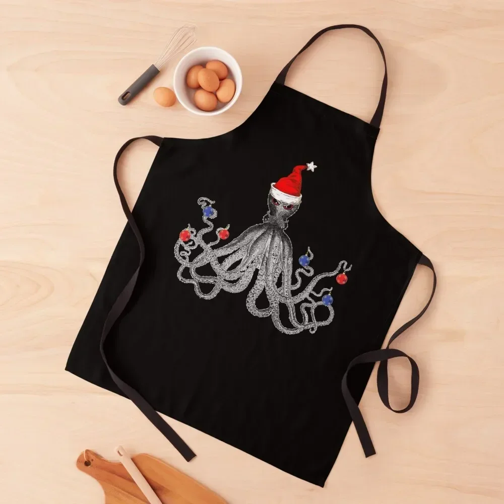 Рождественский фартук Kraken Octopus Santa Hat с щупальцами для маникюра стилиста полезные