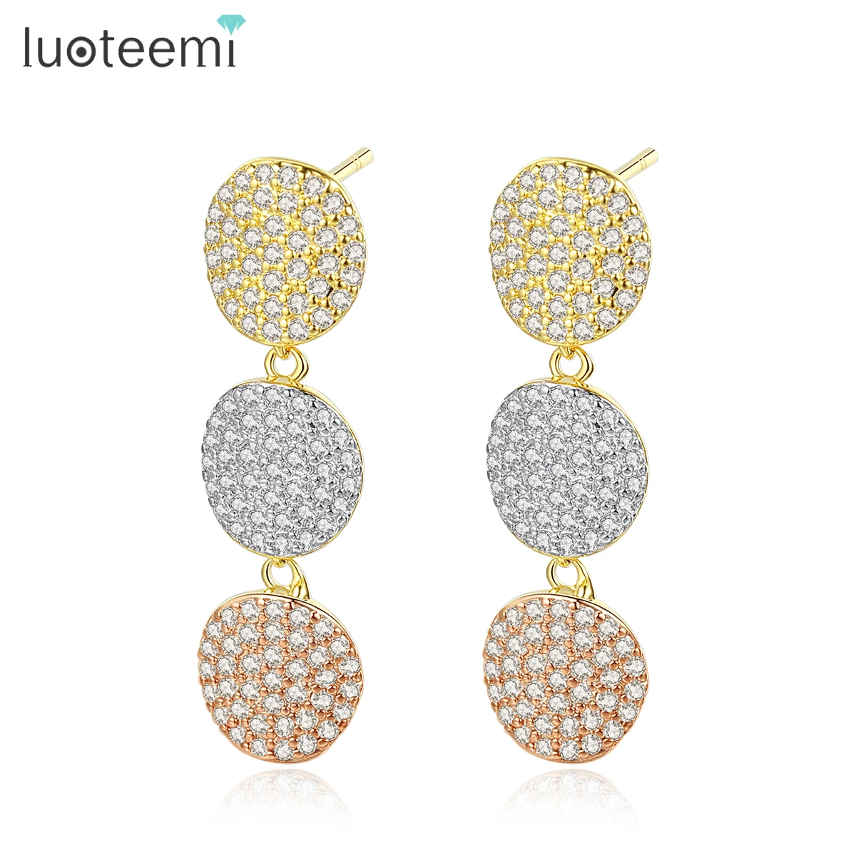 LUOTEEMI Big CZ Stone Paved Earrings Multicolor Three Round Classic and Luxury Women Jewelry Earring Wedding Bridal Accessories
LUOTEEMI Big CZ Stone Paved Earrings Multicolor Three Round Classic and Luxury Women Jewelry Earring Wedding Bridal Accessories