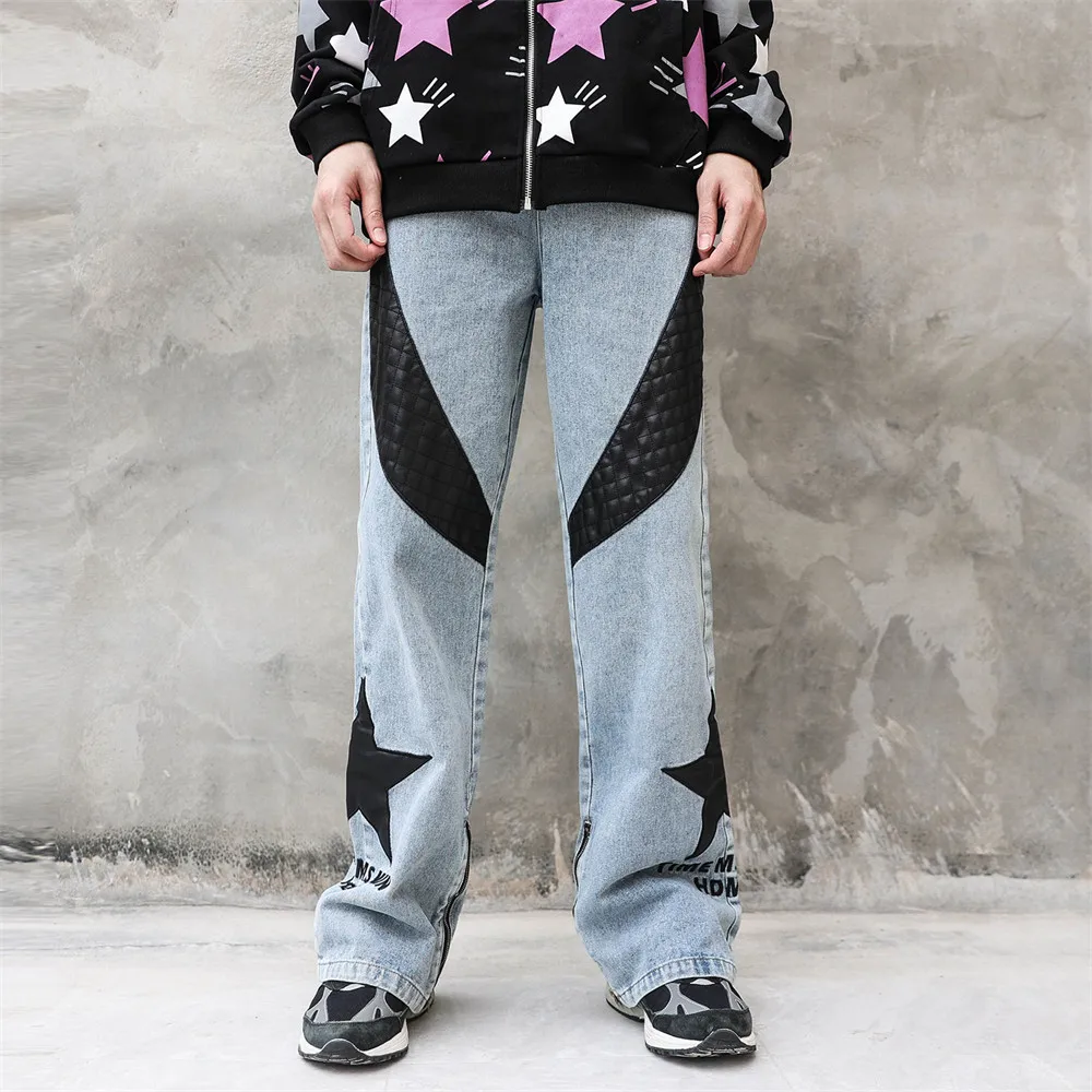 Hip Hop Denim Pants Men Streetwear Zipper Star Patchwork Embroidery Denim Pants Harajuku Cotton Jeans Trousers Harem Pants
Hip Hop Denim Pants Men Streetwear Zipper Star Patchwork Embroidery Denim Pants Harajuku Cotton Jeans Trousers Harem Pants