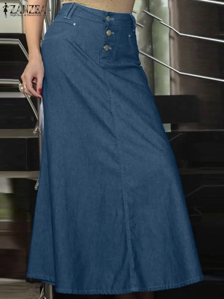 ZANZEA Women Fashion Spring High Waist A-line Party Long Skirts Vintage Solid Work Maxi Skirt Jupe Faldas Saia Denim Blue Skirt
ZANZEA Women Fashion Spring High Waist A-line Party Long Skirts Vintage Solid Work Maxi Skirt Jupe Faldas Saia Denim Blue Skirt