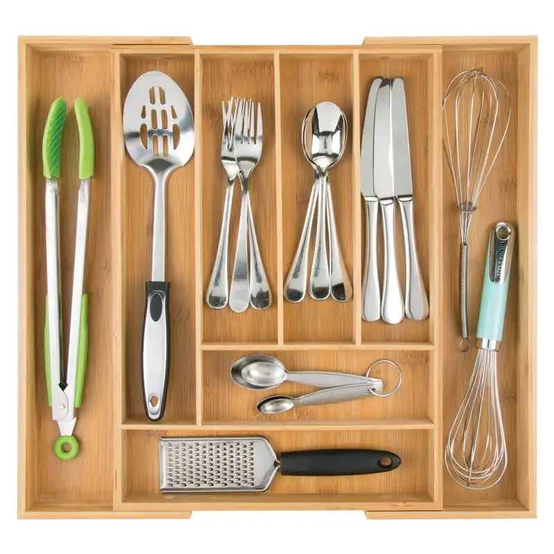 in. H x 12.8 in. W x 18 in. D Bamboo Adjustable Cutlery Tray
in. H x 12.8 in. W x 18 in. D Bamboo Adjustable Cutlery Tray