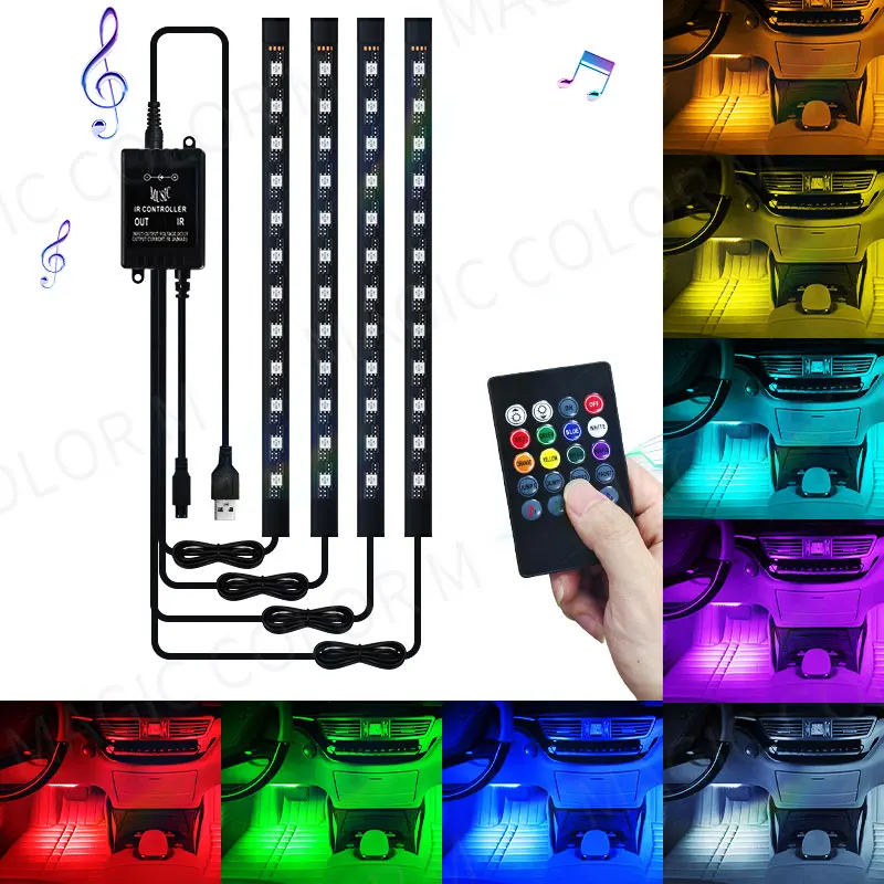 Magic colorM LED Car Automotive Interior Decorative Foot Lights 48 72 LED Auto Vehicle Backlight Remote Control Atmosphere Lamp
Magic colorM LED Car Automotive Interior Decorative Foot Lights 48 72 LED Auto Vehicle Backlight Remote Control Atmosphere Lamp