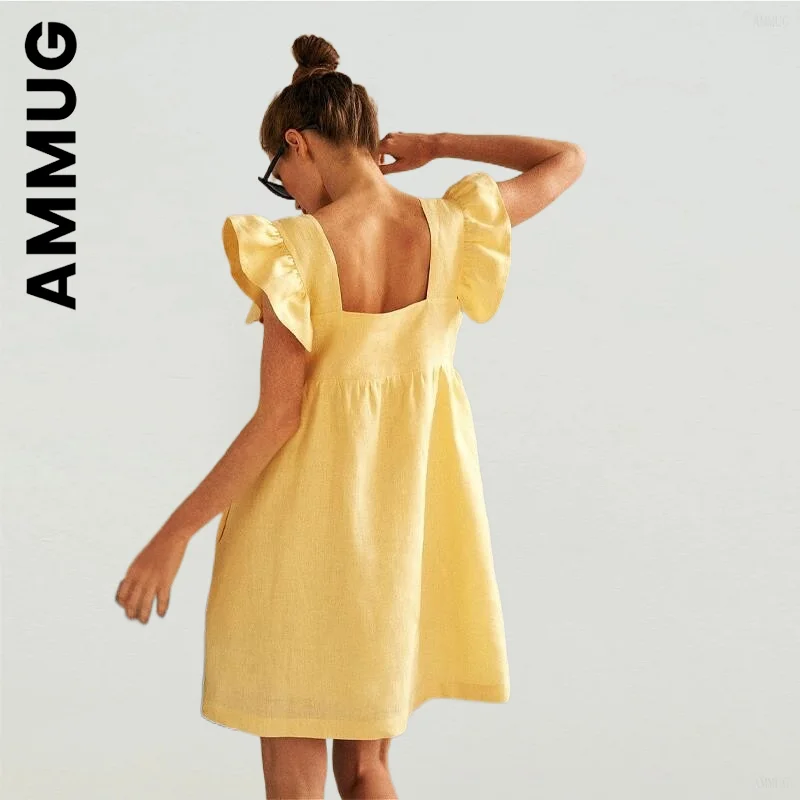 Ammug Women Fashion Dress Slim Women's Dress Backless High Waist Loose Linen Solid Dress Robe Cheap Basic Female Vestidos Woman
Ammug Women Fashion Dress Slim Women's Dress Backless High Waist Loose Linen Solid Dress Robe Cheap Basic Female Vestidos Woman