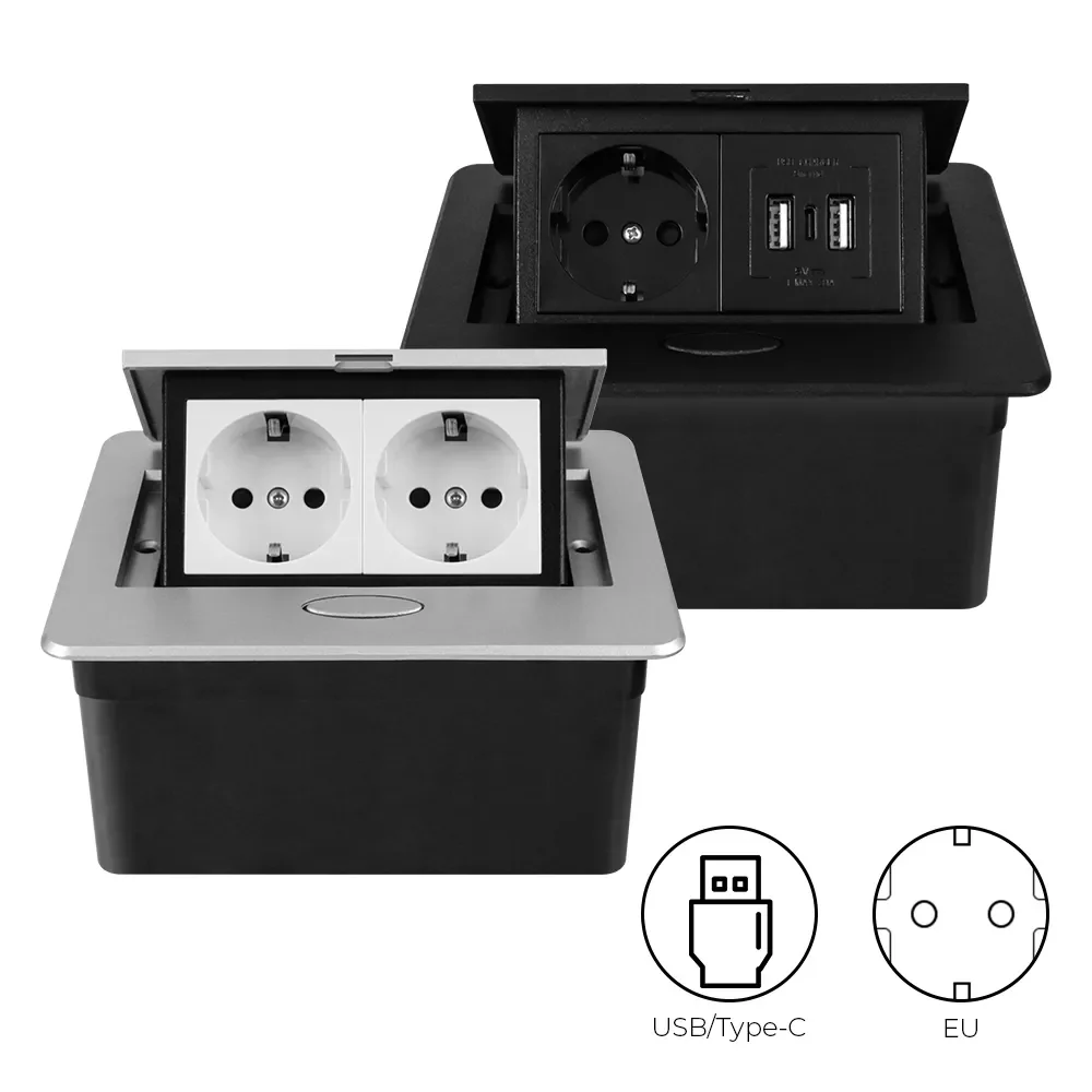 Desktop Elegant Sliver/Black Metal Pop-Up EU USB Type-C Table Outlet for Office Meeting Room Kitchen Hidden Desktop Socket.
Desktop Elegant Sliver/Black Metal Pop-Up EU USB Type-C Table Outlet for Office Meeting Room Kitchen Hidden Desktop Socket.