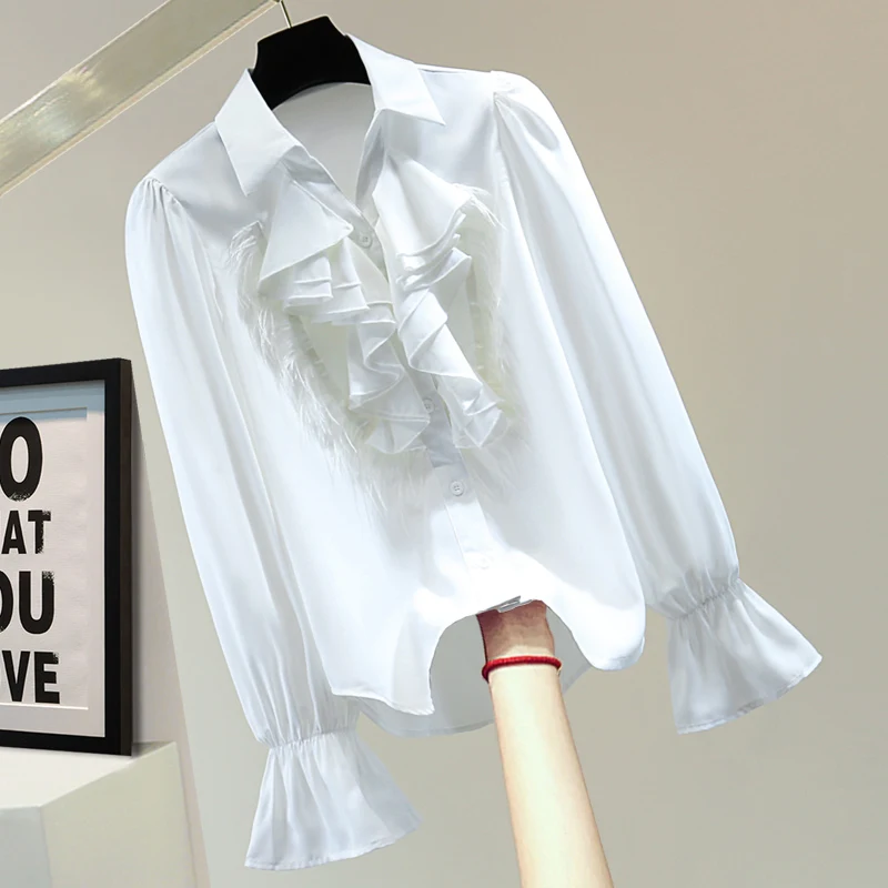 Feather Stitching V-neck Long Sleeve Shirt 2023 Spring and Summer Loose Blosue Elegant Woman Flounce Straight Shirts Female Top
Feather Stitching V-neck Long Sleeve Shirt 2023 Spring and Summer Loose Blosue Elegant Woman Flounce Straight Shirts Female Top