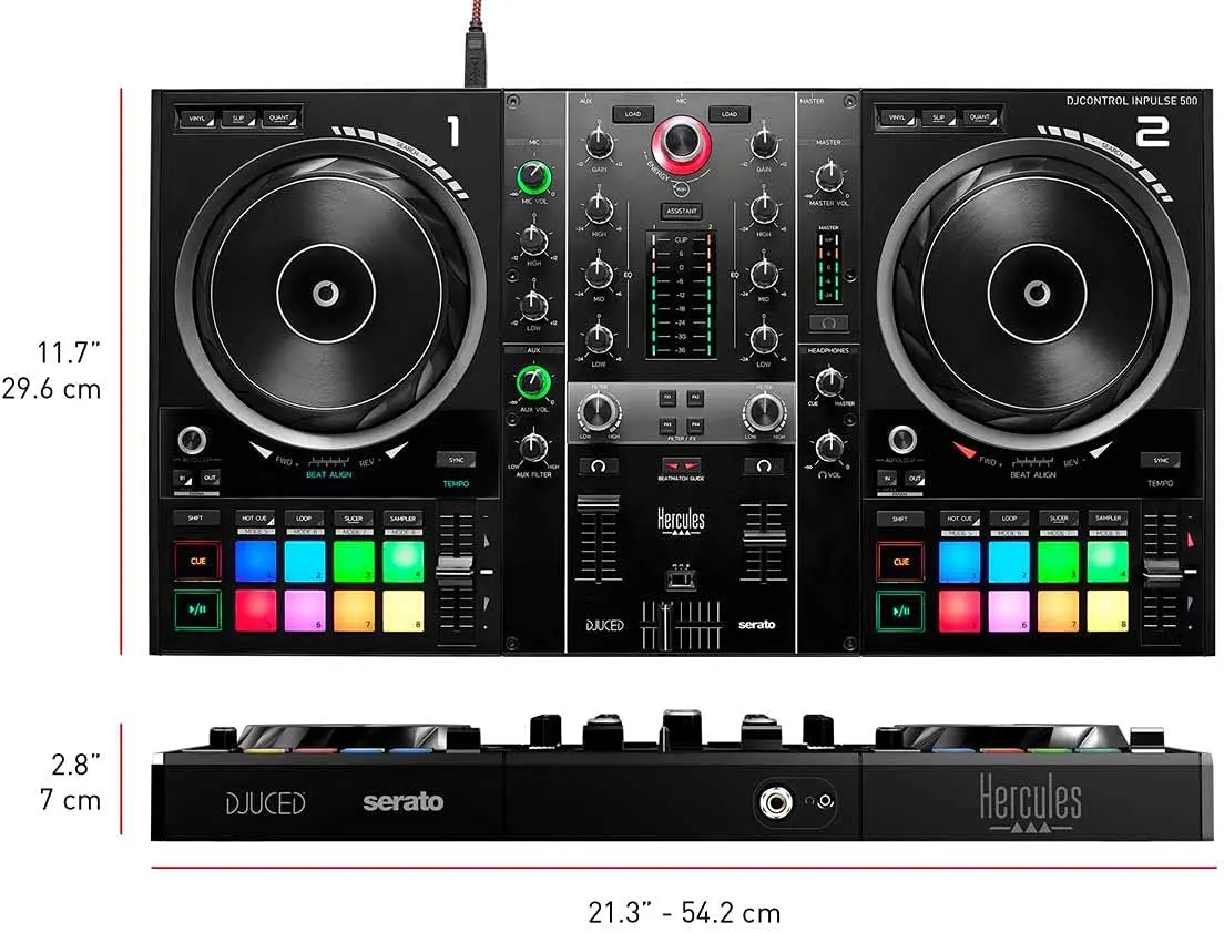 

Оригинальный USB-контроллер Hercules DJControl Inpulse 500: 2-колодный для Serato DJ и DJUCED (входит в комплект)