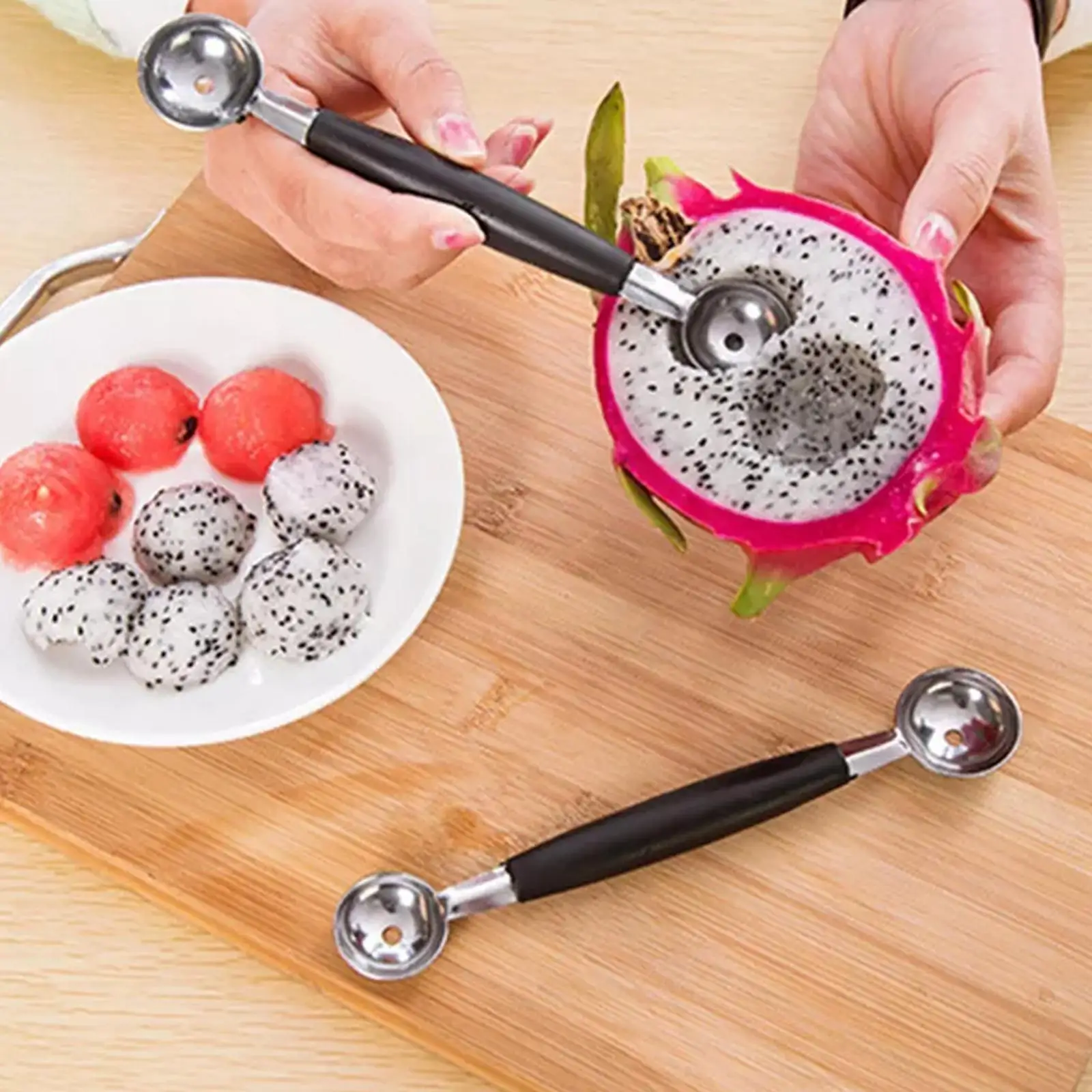 Stainless Steel Melon Watermelon Ball Scoop Fruit Spoon Sorbet Gadgets Tool Double-end Ice Accessories Cooking Cream Kitche S9V5
Stainless Steel Melon Watermelon Ball Scoop Fruit Spoon Sorbet Gadgets Tool Double-end Ice Accessories Cooking Cream Kitche S9V5