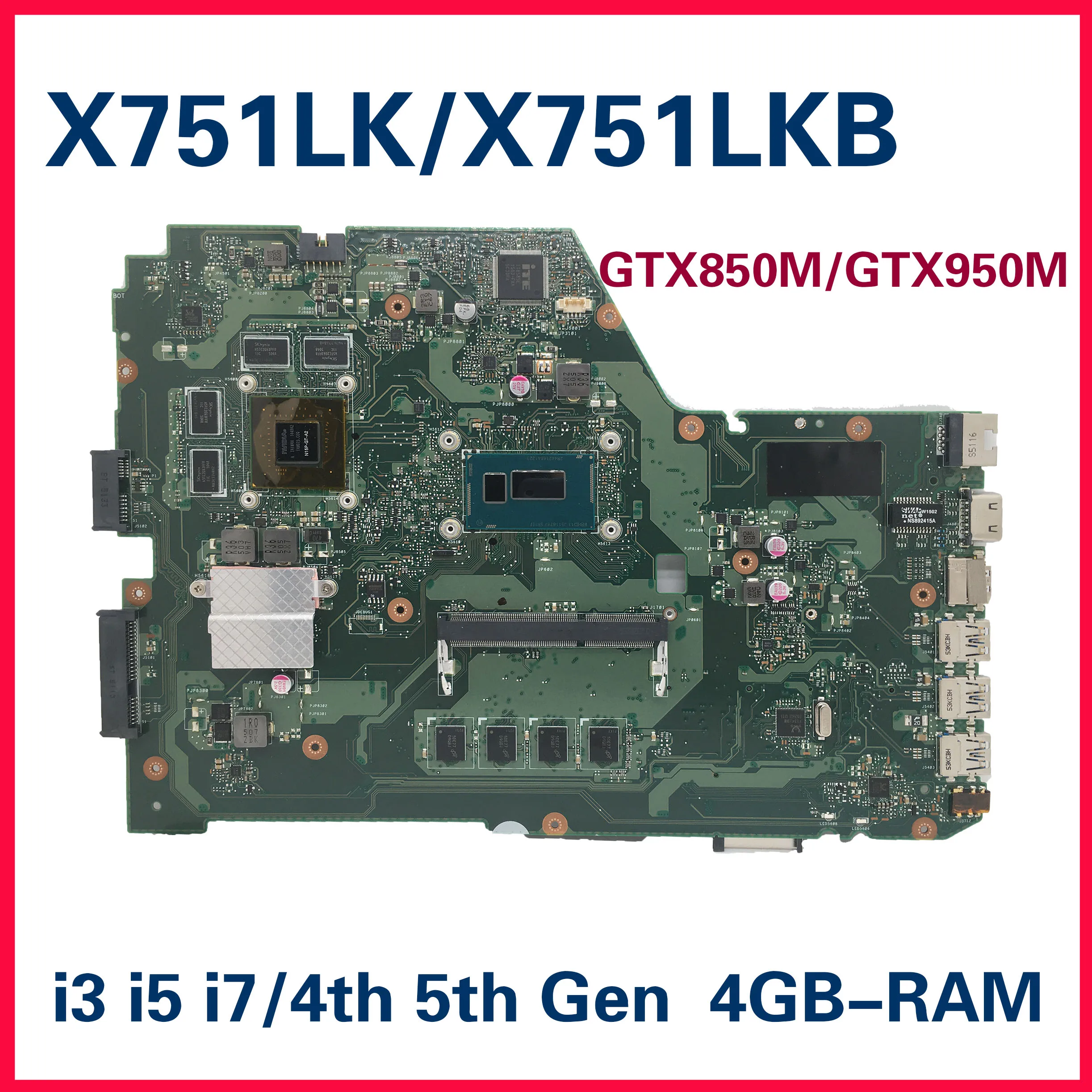 X751LKB Orginal Mainboard For ASUS K751L X751LK X751LB K751LKB Notebook MotherboardW/I3-5010U I5-5200U I7-5500U GTX950M 4G/RAM
X751LKB Orginal Mainboard For ASUS K751L X751LK X751LB K751LKB Notebook MotherboardW/I3-5010U I5-5200U I7-5500U GTX950M 4G/RAM