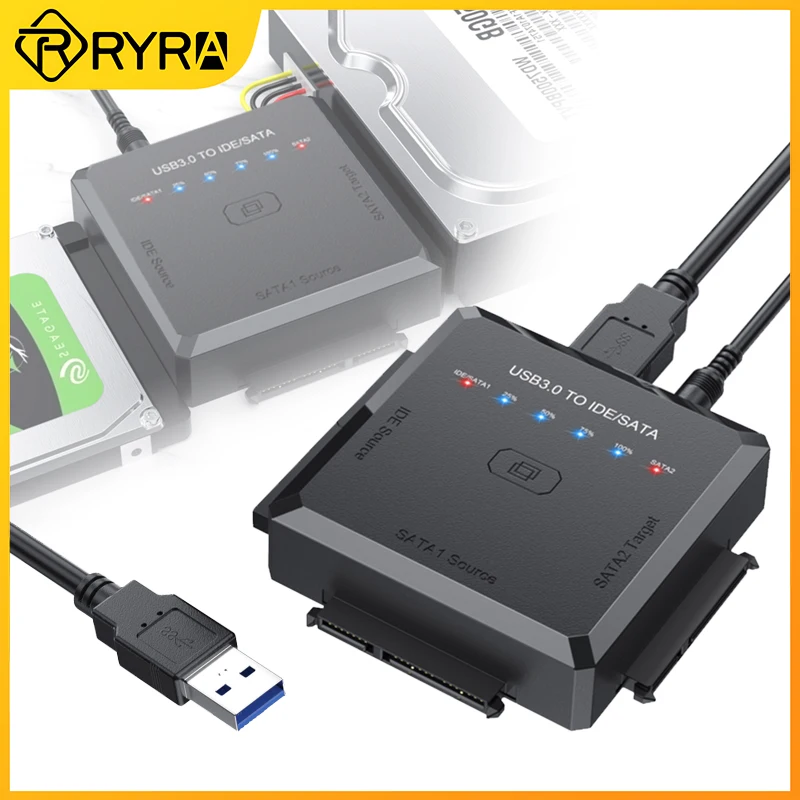 Адаптер USB 3,0 к IDE/SATA, адаптер для резервного жесткого диска с одним нажатием, кабель-конвертер для 2,5/3,5 дюйма SATA и IDE HDD/2,5 дюйма SSD
Адаптер USB 3,0 к IDE/SATA, адаптер для резервного жесткого диска с одним нажатием, кабель-конвертер для 2,5/3,5 дюйма SATA и IDE HDD/2,5 дюйма SSD