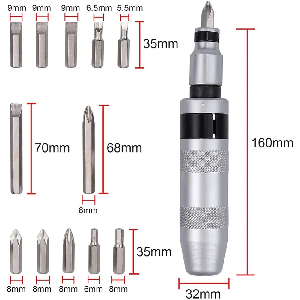 13pcs Impact Screwdriver Screw Socket Driver Hammer Tool With Bits Case Heavy Duty Impact Resistant Wear Resistant Durable Part
13pcs Impact Screwdriver Screw Socket Driver Hammer Tool With Bits Case Heavy Duty Impact Resistant Wear Resistant Durable Part