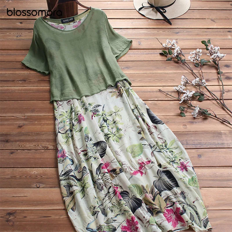 Blossomora Print Fake Two Loose Sweet Midi Dress Casual O-neck Vintage Streetwear Fashion Dresses Summer Vestidos for Women 2022
Blossomora Print Fake Two Loose Sweet Midi Dress Casual O-neck Vintage Streetwear Fashion Dresses Summer Vestidos for Women 2022