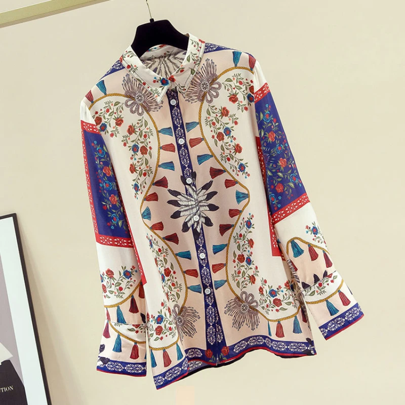Silk Women's Shirts Summer 2023 New Printed Vintage Blouses Satin Ladies Clothing Loose Long Sleeves Tops YCMYUNYAN
Silk Women's Shirts Summer 2023 New Printed Vintage Blouses Satin Ladies Clothing Loose Long Sleeves Tops YCMYUNYAN