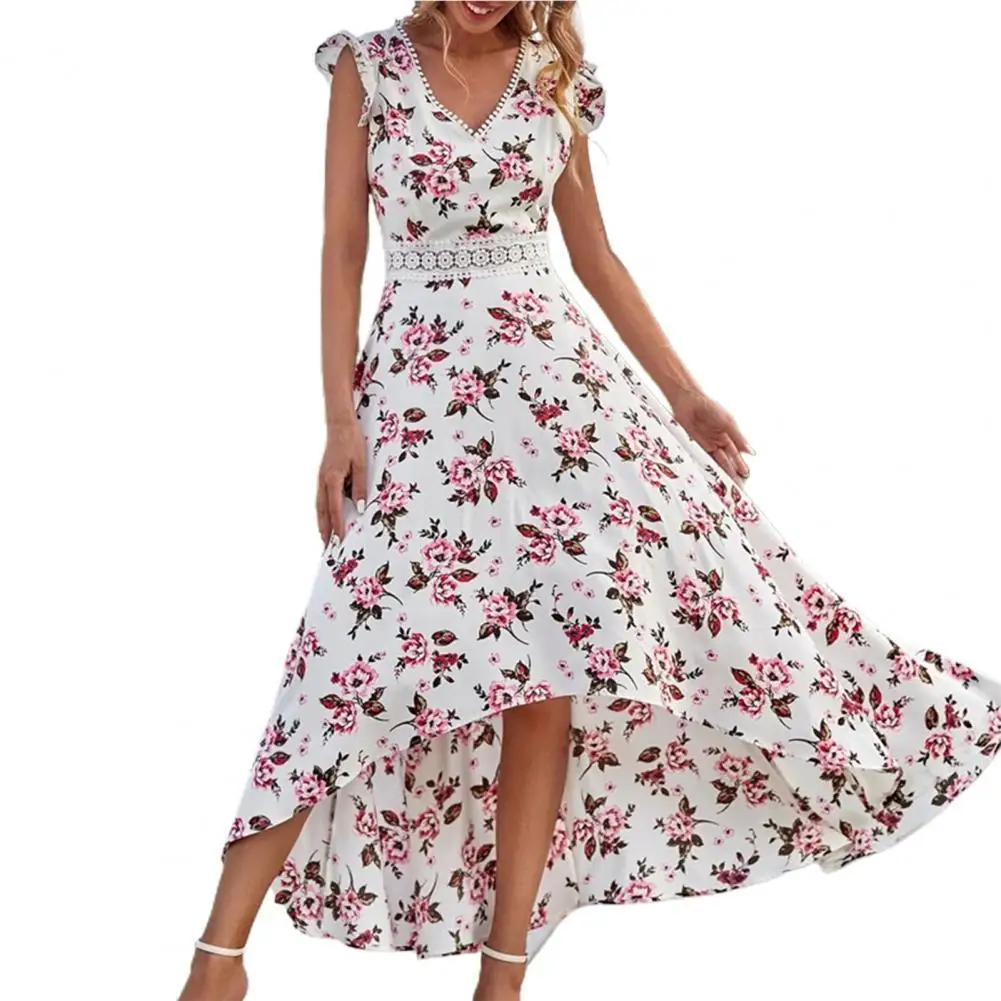 Sexy Woman Elegant Dresses V-neck Waist Tight High-low Hemline Female Dress Floral Print Sleeveless summer dress women 2022
Sexy Woman Elegant Dresses V-neck Waist Tight High-low Hemline Female Dress Floral Print Sleeveless summer dress women 2022