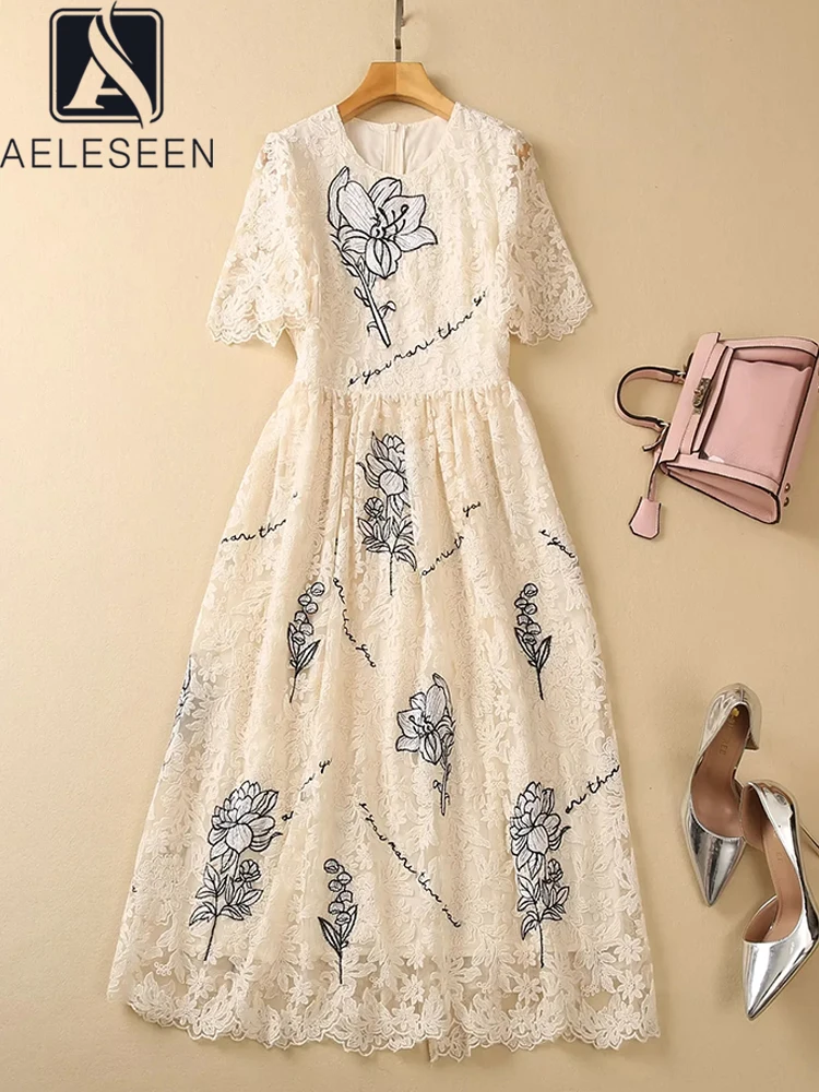 AELESEEN Runway Fashion Women Dress Summer High Quality Luxury Black Flower Embroidery Lace Mesh Elegant Midi Party Vacation
AELESEEN Runway Fashion Women Dress Summer High Quality Luxury Black Flower Embroidery Lace Mesh Elegant Midi Party Vacation