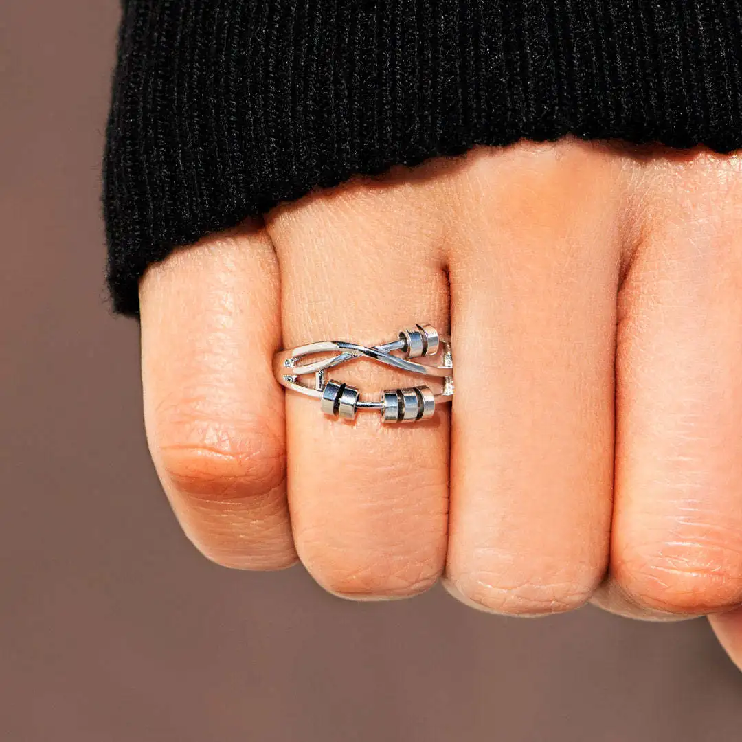 Dainty Crossover Fidget Spinner Rings for Women Silver Color Spiral Rotate Bead Adjustable Anti Stress Anxiety Ring Jewelry Gift
Dainty Crossover Fidget Spinner Rings for Women Silver Color Spiral Rotate Bead Adjustable Anti Stress Anxiety Ring Jewelry Gift