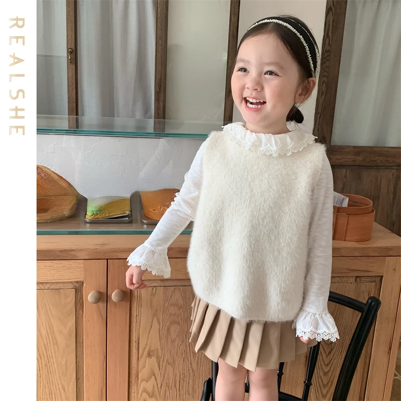 Realshe 2023 Autumn New Baby Girls Solid Sleeveless Knit Vest Sweater Fashion Children Knitted Outerwear Tops Sweet Girl Clothes
Realshe 2023 Autumn New Baby Girls Solid Sleeveless Knit Vest Sweater Fashion Children Knitted Outerwear Tops Sweet Girl Clothes