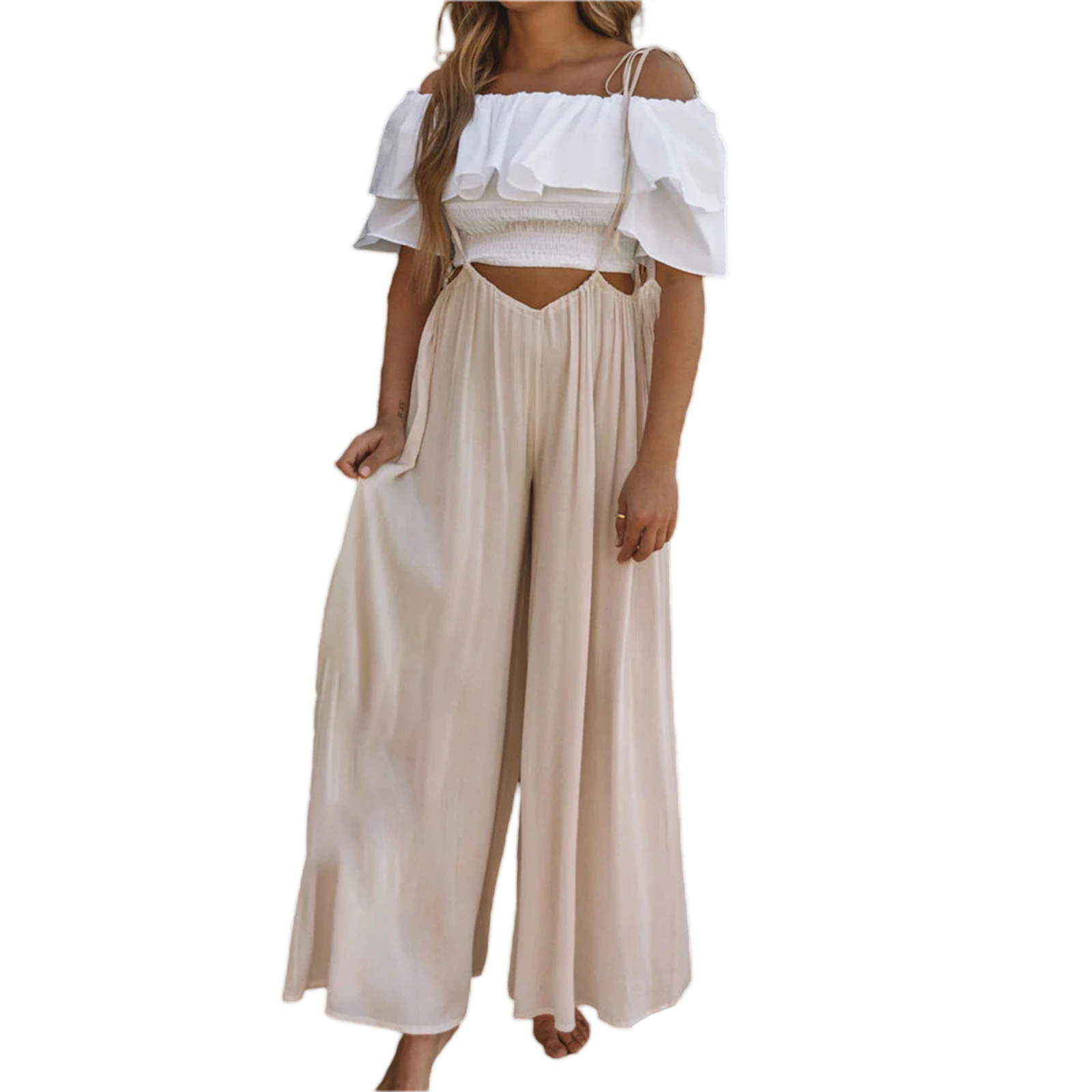 Women Summer Casual Suspender Trousers Solid Color Wide-leg Pants with Tie-up Straps Loose Boho Beach Pants
Women Summer Casual Suspender Trousers Solid Color Wide-leg Pants with Tie-up Straps Loose Boho Beach Pants