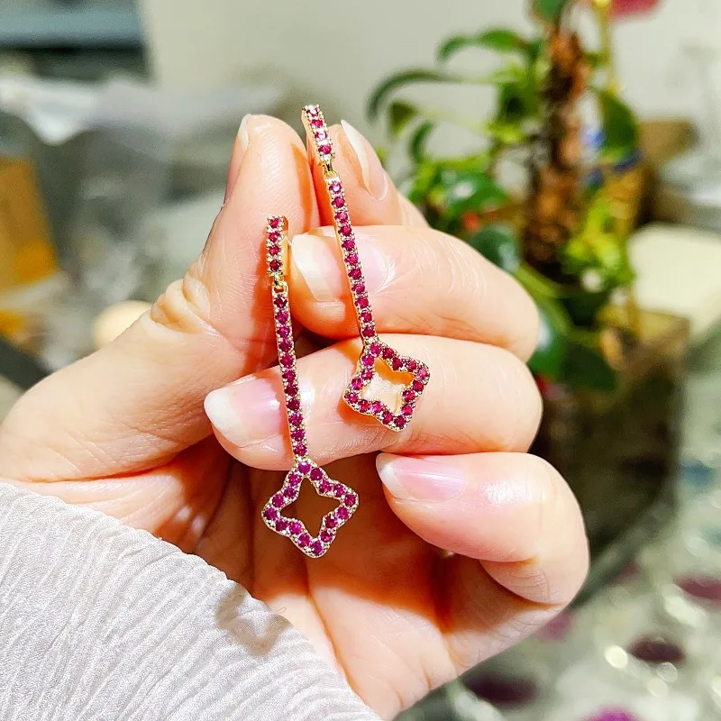 Four Leaf Grass Earrings Flower Long Earrings Silver 925 Fine Jewely Mother Day Gifts Fashion 
Four Leaf Grass Earrings Flower Long Earrings Silver 925 Fine Jewely Mother Day Gifts Fashion