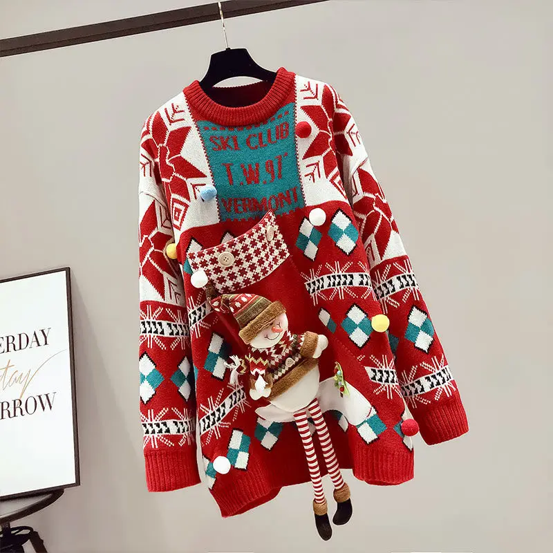 Snowman Christmas red women sweater autumn and winter long stitching thickening 2022 new net red fashion foreign style pullover
Snowman Christmas red women sweater autumn and winter long stitching thickening 2022 new net red fashion foreign style pullover