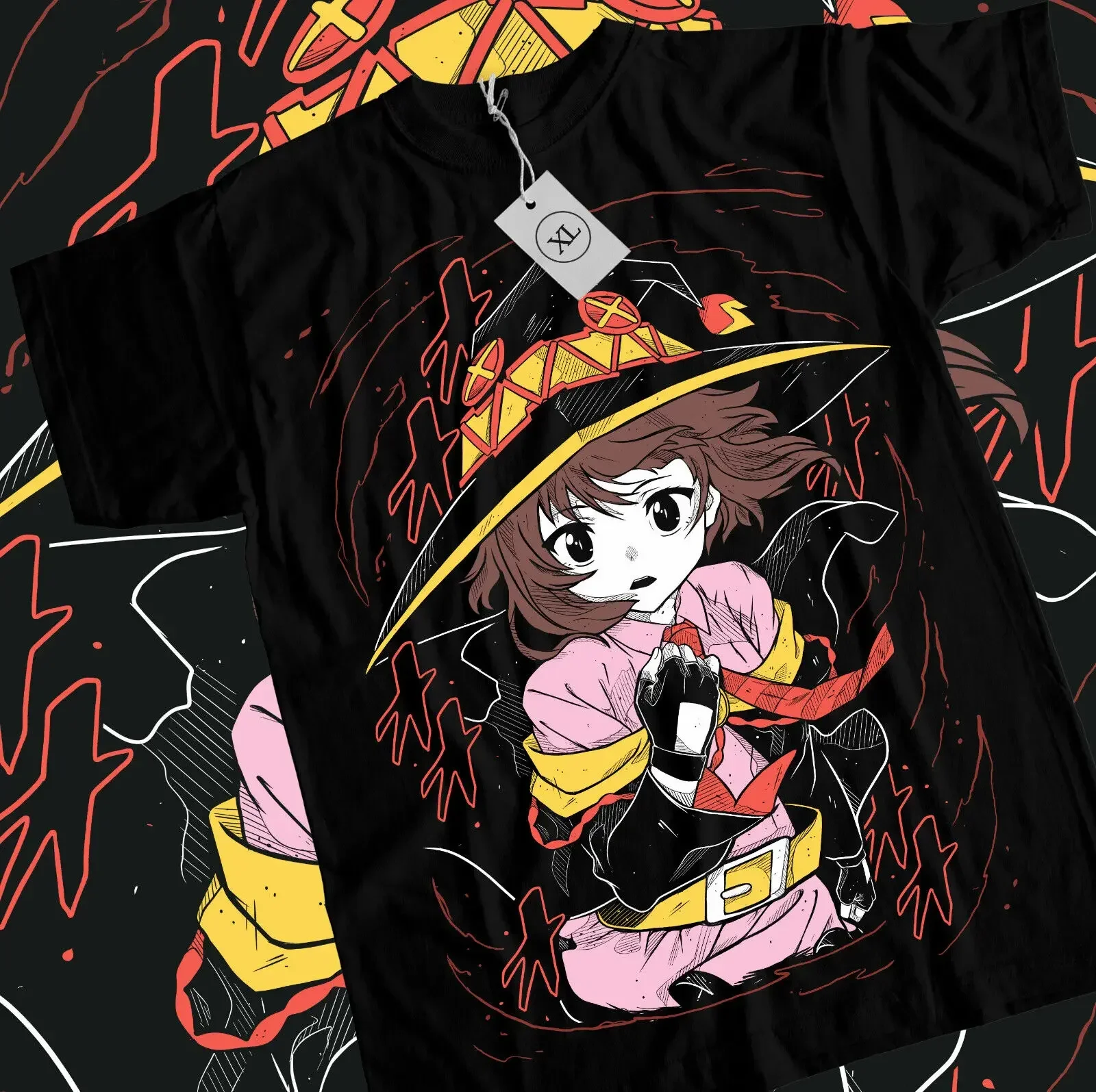 Konosuba футболка Megumin Waifu Kawaii аниме японский унисекс черный короткий рукав