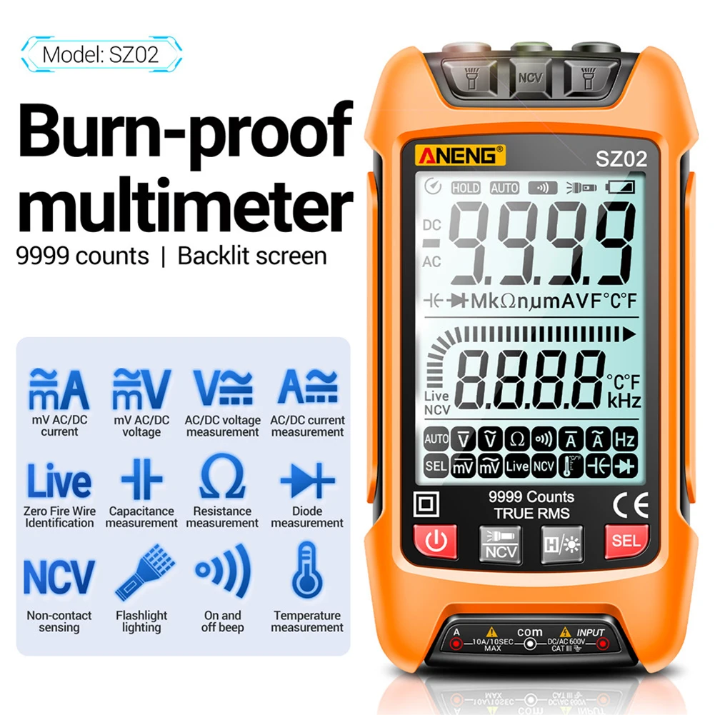 Smart Digital Multimeter True RMS Auto Electrical Capacitance Meter AC DC Voltage Resistance Transistor Testers Electrician Tool
Smart Digital Multimeter True RMS Auto Electrical Capacitance Meter AC DC Voltage Resistance Transistor Testers Electrician Tool