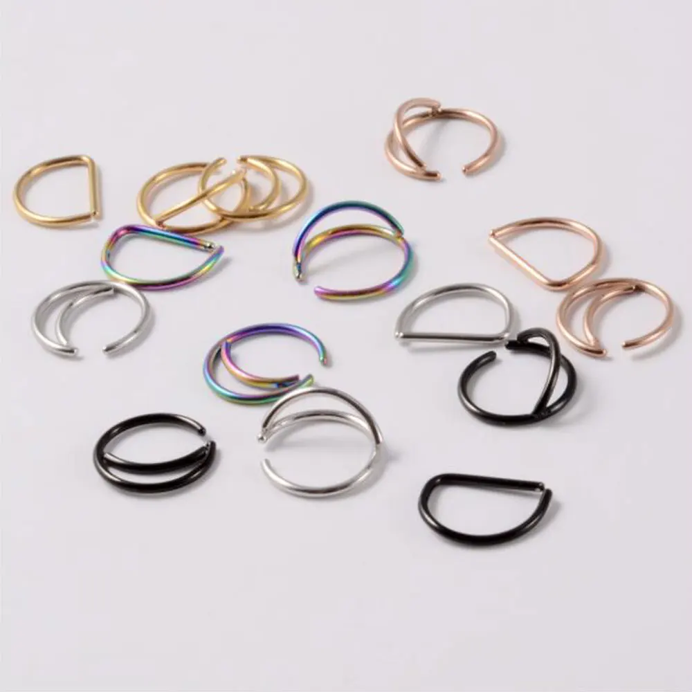 Miqiao 1 Pcs 20G D-shaped Thin Rod Coil Earrings Ear Bone Ring Stainless Steel Double-layer Nasal Septum Ring Jewelry Piercing
Miqiao 1 Pcs 20G D-shaped Thin Rod Coil Earrings Ear Bone Ring Stainless Steel Double-layer Nasal Septum Ring Jewelry Piercing