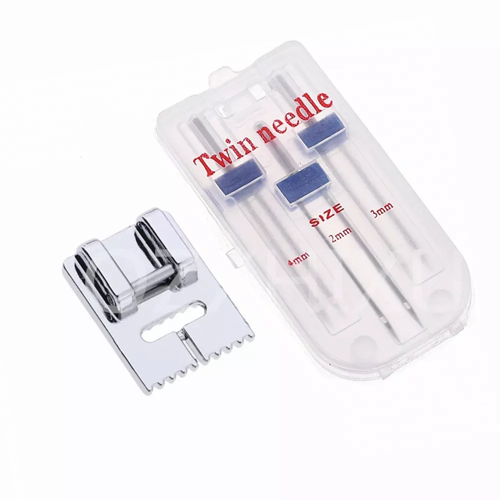 3 Sizes Twin Needles and Wrinkled 9 Grooves Sewing Presser Foot for Sewing Machine Size 2/90 3/90 4/90 multifunctional fittings 
3 Sizes Twin Needles and Wrinkled 9 Grooves Sewing Presser Foot for Sewing Machine Size 2/90 3/90 4/90 multifunctional fittings