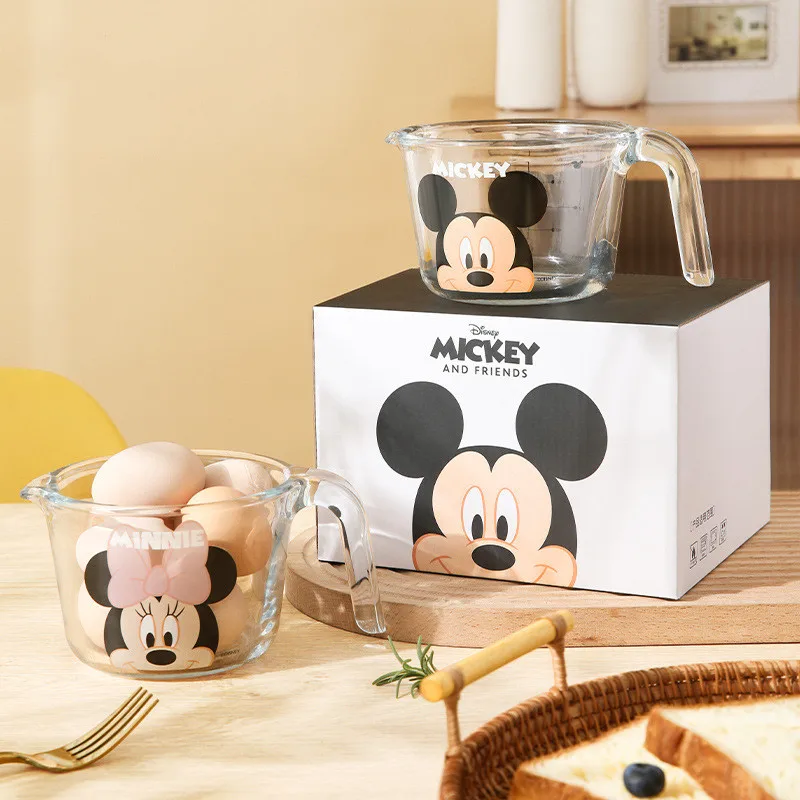 

Disney Anime Mickey Mouse Donald Duck 500ML Cartoon Glass Measuring Cup Clear Scale Show Mug Creative Bowl Breakfast Milk Cup
