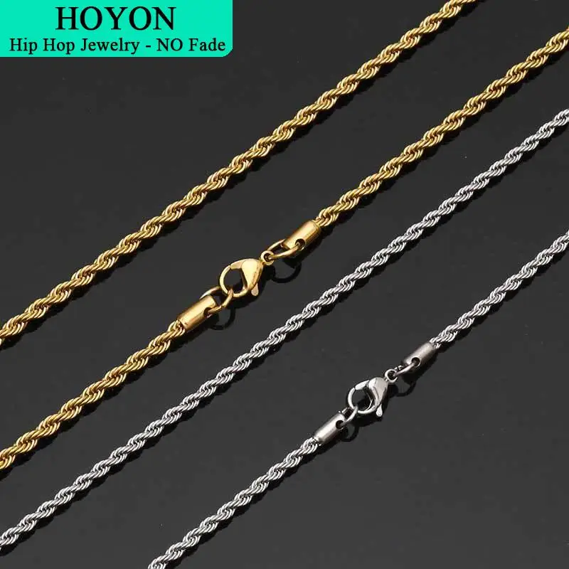 HOYON silver 925 gold 18k Plated twisted chain stainless steel hip hop women men's necklace titanium steel neck collar jewelry
HOYON silver 925 gold 18k Plated twisted chain stainless steel hip hop women men's necklace titanium steel neck collar jewelry