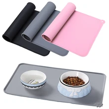 Dog Cat Bowl Food Mat with High Lips Silicone Non-Stick Waterproof Pet Food Feeding Pad Puppy Feeder Tray Water Cushion Placemat