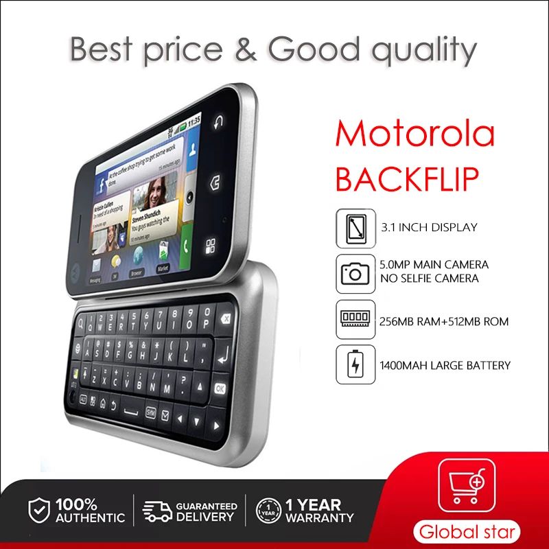 

Motorola BACKFLIP MB300 Refurbished-Original Mobile Phone Motorola Enzo 3.1 inches GSM Cellphone 5MP Free Shipping