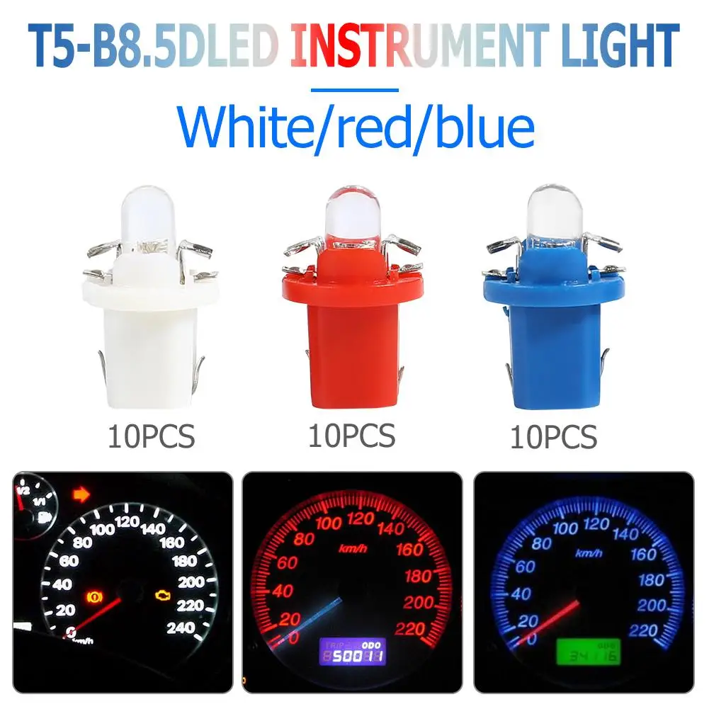 10pcs Universal T5 B8.5D LED Car Light Auto Dashboard Instrument Cluster Light Bulbs White/ Red/ Blue
10pcs Universal T5 B8.5D LED Car Light Auto Dashboard Instrument Cluster Light Bulbs White/ Red/ Blue
