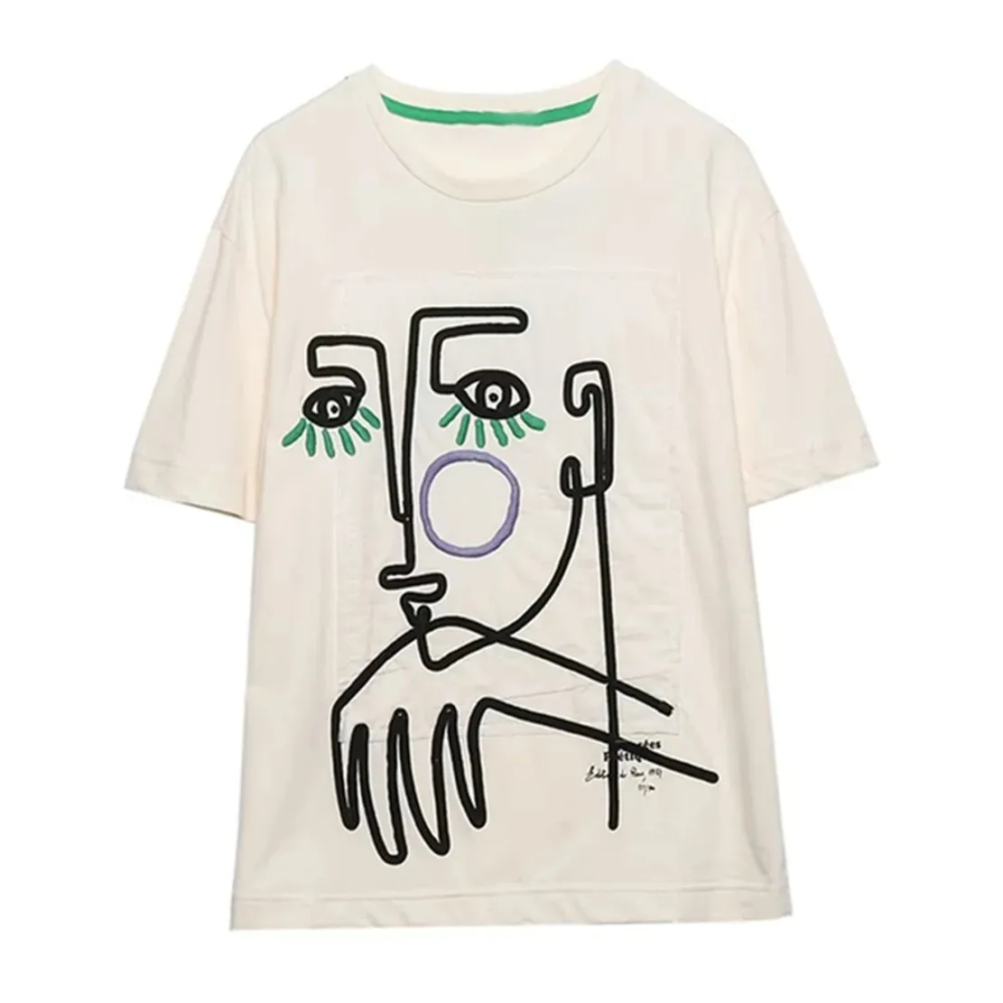 Maxdutti High Street Retro Cartoon Embroidery Loose O-neck Casual Tshirts Cotton Tops Tshirts Women
Maxdutti High Street Retro Cartoon Embroidery Loose O-neck Casual Tshirts Cotton Tops Tshirts Women