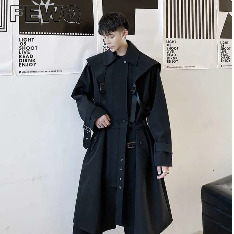 FEWQ Men's Trench Strap Design Function Mid-length Coat For Male Profile Over-knee Coat 2023 Autumn Black Zipper Windbreakers
FEWQ Men's Trench Strap Design Function Mid-length Coat For Male Profile Over-knee Coat 2023 Autumn Black Zipper Windbreakers