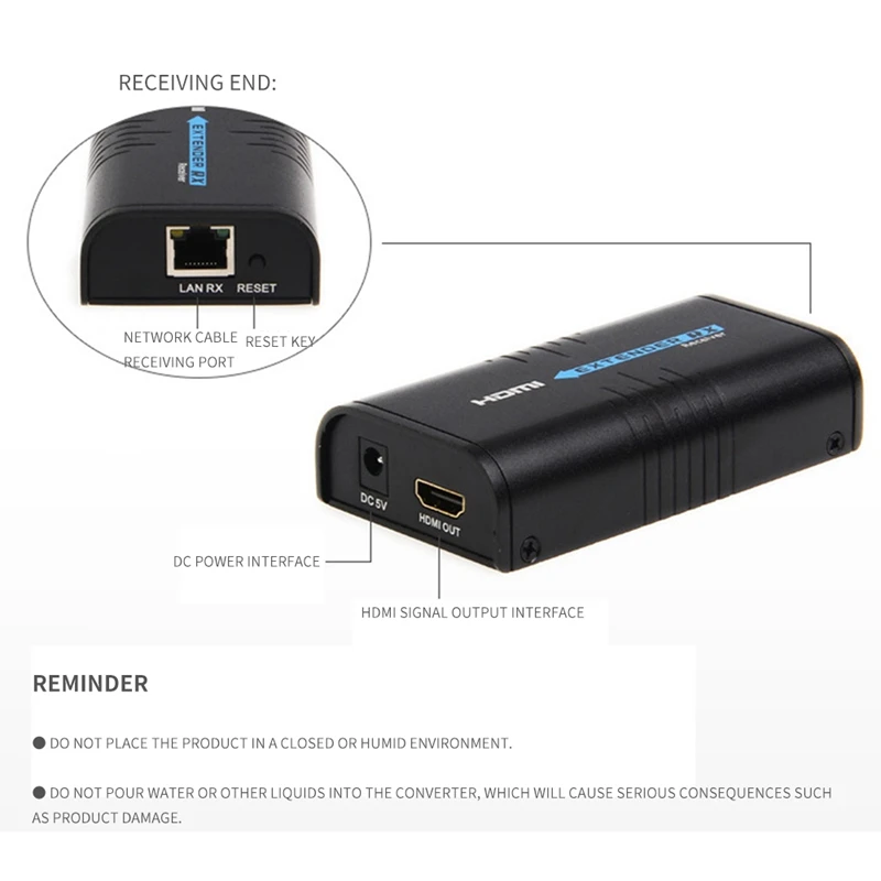 100 м 1080P Удлинитель HDMI сетевой кабель RJ45 Одиночная сетевая передача высокого