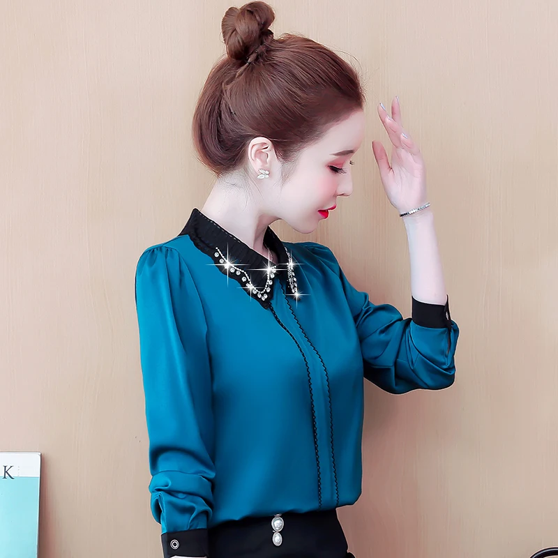 Chiffon Women's Blouse Spring Autumn Casual Polo Shirt Fashion Long Sleeve Solid Top Houthion
Chiffon Women's Blouse Spring Autumn Casual Polo Shirt Fashion Long Sleeve Solid Top Houthion