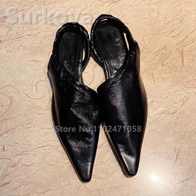 

Fashion Black Mules Pointed Toe Women Flats Leisure Daily Slip-On Ladies Shoes 2023 Lastest Design Shallow Slipper Female Flats