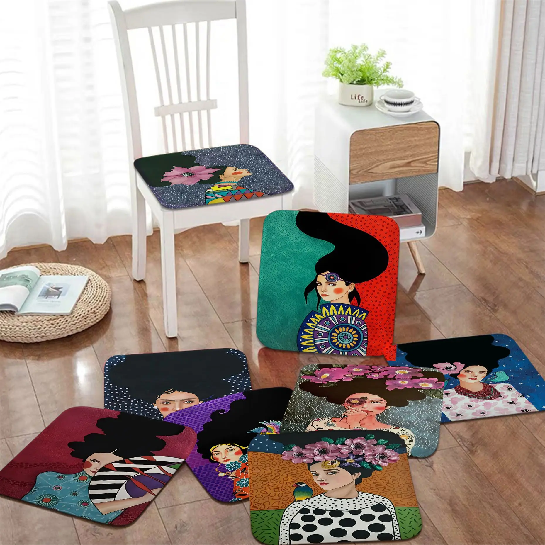 Abstract Flowers Girl Hair Decorative Sofa Mat Dining Room Table Chair Cushions Unisex Fashion Anti-slip Chair Cushions
Abstract Flowers Girl Hair Decorative Sofa Mat Dining Room Table Chair Cushions Unisex Fashion Anti-slip Chair Cushions