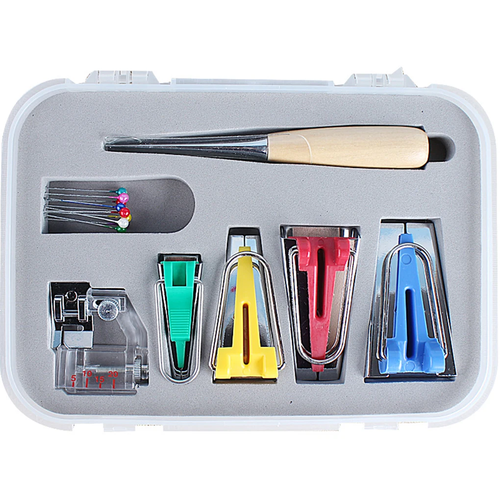 Hot! 16PCS/Set Multifunction Fabric Bias Tape Maker Set Tool 6mm 12mm 18mm 25mm Fabric Sewing Quilting Bias Binding Maker
Hot! 16PCS/Set Multifunction Fabric Bias Tape Maker Set Tool 6mm 12mm 18mm 25mm Fabric Sewing Quilting Bias Binding Maker