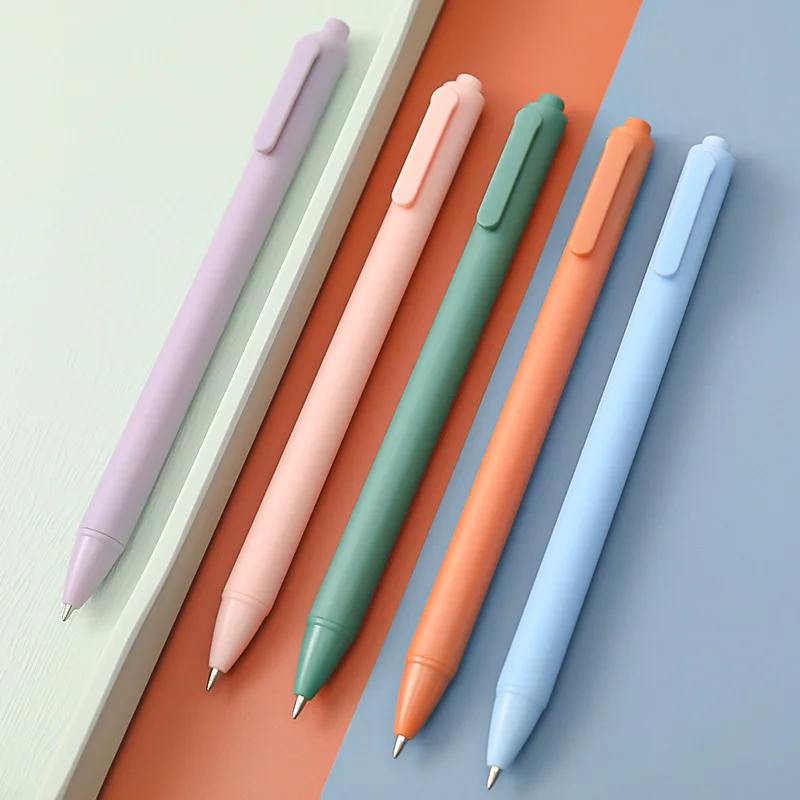 5pcs Simple Makaron Color Press Pen Student Exam Bullet Point Neutral Pen Learning Office Press Type Black Ink Pen
5pcs Simple Makaron Color Press Pen Student Exam Bullet Point Neutral Pen Learning Office Press Type Black Ink Pen