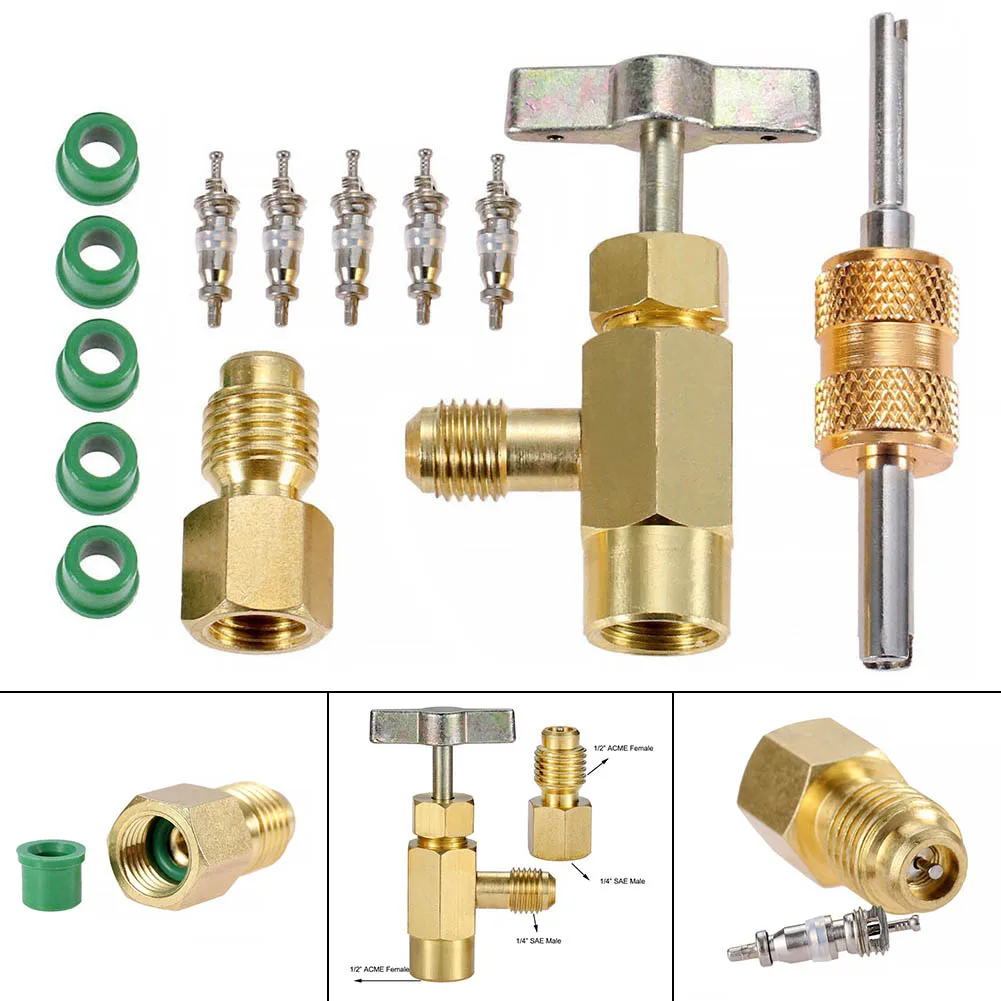 R134A Can Tap Valve Tank Adapter Kit Accessories For 1/4\" 1/2\" AC Charging Hose Valve Core Remover Sealing Gasket
R134A Can Tap Valve Tank Adapter Kit Accessories For 1/4\" 1/2\" AC Charging Hose Valve Core Remover Sealing Gasket