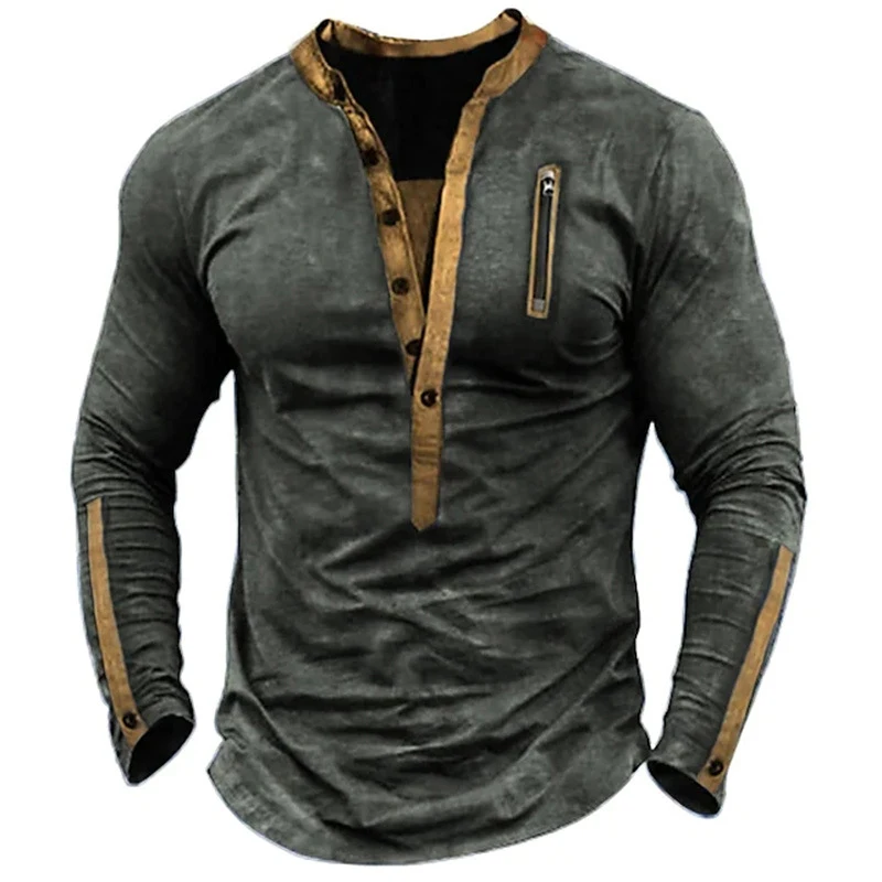 Vintage Man T Shirt V Neck Button-up Long Sleeve Loose Sweatshirt Fall Fashion Patchwork Oversize Tops Men Pullover Clothing
Vintage Man T Shirt V Neck Button-up Long Sleeve Loose Sweatshirt Fall Fashion Patchwork Oversize Tops Men Pullover Clothing