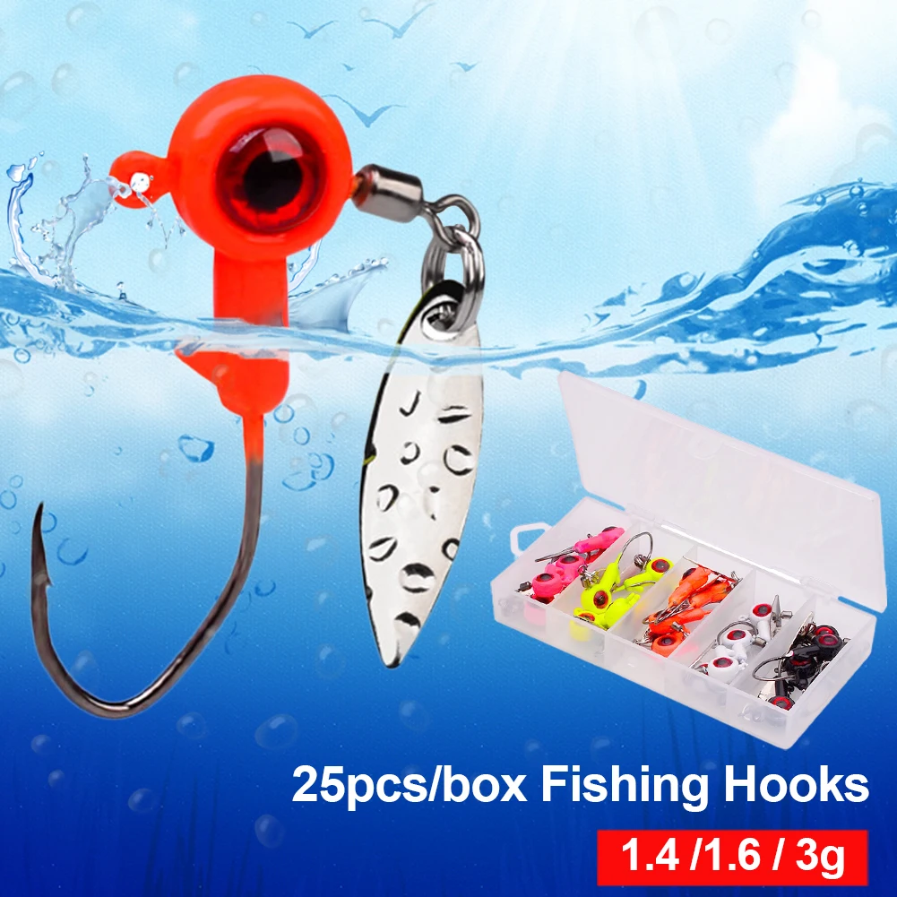 25Pcs Fishing Lure Jig Heads Big Eyes with High Carbon Steel Hook Jig Bait Lead Fishing Hook Set Bass Trout Sea fishing Sale
25Pcs Fishing Lure Jig Heads Big Eyes with High Carbon Steel Hook Jig Bait Lead Fishing Hook Set Bass Trout Sea fishing Sale