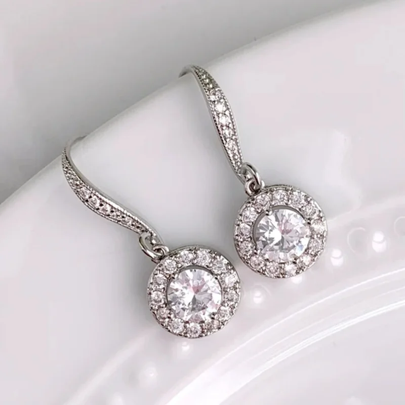Delicate Petite Full Diamond Zircon Earrings for Women Gold Silver Rose Gold Round Pendant Engagement Wedding AnniversaryJewelry
Delicate Petite Full Diamond Zircon Earrings for Women Gold Silver Rose Gold Round Pendant Engagement Wedding AnniversaryJewelry