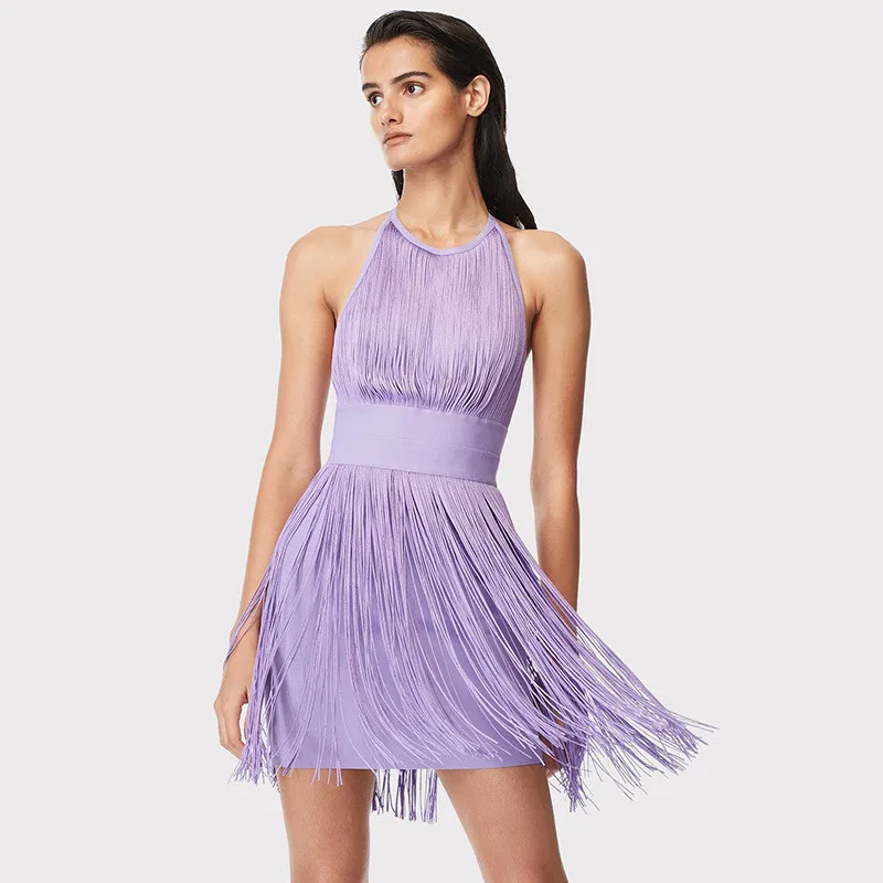 Tassel Dress for Woman Backless Sleeveless Halter Bandage Vestidos Fashion Celebrity Evening Party Club Fringe Dress Women
Tassel Dress for Woman Backless Sleeveless Halter Bandage Vestidos Fashion Celebrity Evening Party Club Fringe Dress Women