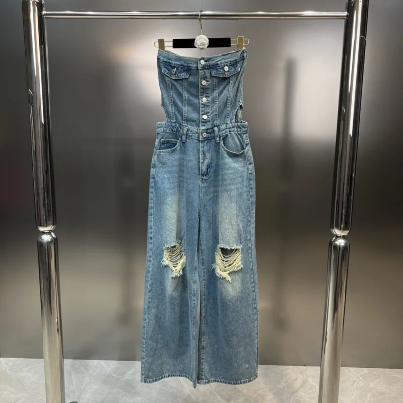 BORVEMAYS Jeans 2023 Summer New Single-breasted Sleeveless High Waist Patchwork Hollow Out Street Trend Jumpsuit WZ2853
BORVEMAYS Jeans 2023 Summer New Single-breasted Sleeveless High Waist Patchwork Hollow Out Street Trend Jumpsuit WZ2853