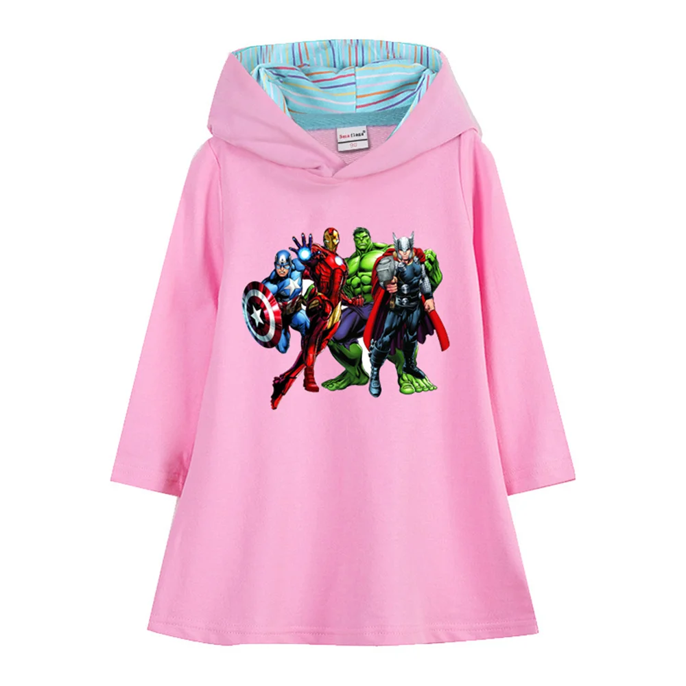 Captain America Iron Man Hulk printed Girls long sleeve hooded skirt spring and autumn dress cotton 7 colors preppy style kids
Captain America Iron Man Hulk printed Girls long sleeve hooded skirt spring and autumn dress cotton 7 colors preppy style kids